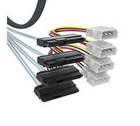 10Gtek® MiniSAS SFF-8643 to 4x SFF-8482 Cavo, w/Power, 0.75-Meter(2.4-ft)