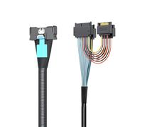 10Gtek PCIe GEN5 MCIO 8X SFF-TA-1016 to 2x U.2 SFF-8639 with 15pin SATA power, 0.75m(2.46ft)