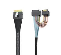10Gtek SFF-8654 8i SlimSAS to 2x U.2 SFF-8639 with 15pin SATA power cable, 0.75m(2.46ft)