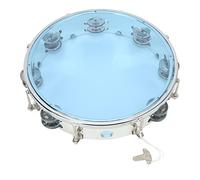10in Hand Drum Double Row Hand Drum, Adjustable Tone Handheld Percussion with Metal Bells and ABS Shell, for Kids Adults Seniors Church Karaoke Parties (Blu)