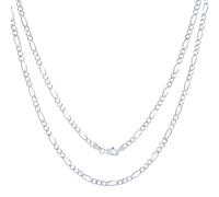 10K Oro Bianco Massiccio da Uomo 3.5mm Italiano Figaro Link Catena Collana 66cm