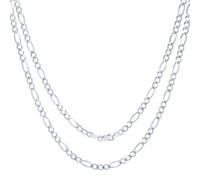 10K Oro Bianco Massiccio da Uomo 4.5mm Italiano Figaro Maglie Catena Collana