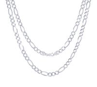 10K Oro Bianco Massiccio da Uomo 6.5mm Italiano Figaro Link Catena Collana 66cm