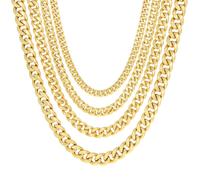 10K Oro Giallo 3mm- 13mm Miami Cubana Collana a Catenina Uomo Donna 40.6cm-