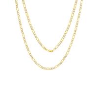 10K Oro Giallo 4.5mm Taglio Diamante Bianco a Pavé Figaro Link Catenina 40.6cm-