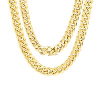 10K Oro Giallo 9mm Miami Cubana Italiano Collana a Catenina Uomo Donna 40.6cm-