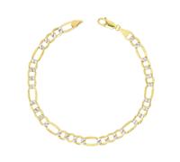 10K Oro Giallo Massiccio 6mm da Uomo Taglio Diamante Bianco Pavè Figaro Catenina