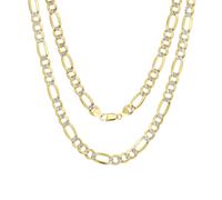 10K Oro Giallo Massiccio da Uomo 10mm Taglio Diamante Bianco Pavè Figaro Collana