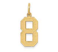 10k Oro Giallo Raso Finitura W/ Confine Medio Blocco Font 0 A 9 Numeri Ciondolo