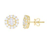 10k Oro Giallo Rotondo Baguette E Moissanite 10mm Halo Orecchini a Lobo 1.32 KT