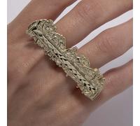 10K Oro Giallo Taglio Diamante Ultimo Cena Due Dita Anello Tutte le Misure