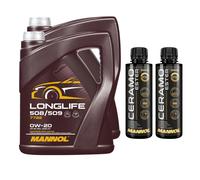10L MANNOL Olio Motore LONGLIFE 508/509 0W-20 Inclusi 2x Additivi Ceramo Ester