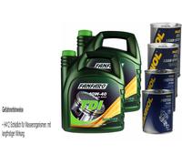 10L Olio Motore FANFARO TDI 10W-40 2x MANNOL Leak-Stop ADDITIV+Flush Motore