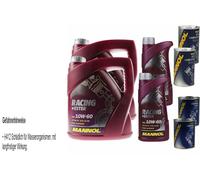 10L Olio Motore MANNOL Racing+Ester 10W-60 2xLeak-Stop+Flush Motore