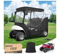 10L0L 2 custodie per carrello da golf per EZGO TXT con aperture laterali per specchietti laterali, impermeabile, portatile, 4 lati, trasparente, copertura per passeggino da golf, colore nero, tetto