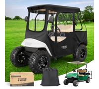 10L0L 2 custodie per carrello da golf per EZGO TXT con aperture laterali per specchietti laterali, impermeabile, portatile, 4 lati, trasparente, copertura per passeggino da golf, colore nero, tetto