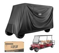 10L0L Copertura Bugyy per golf 4/4+2 passeggeri per Yamaha EZGO Club Car Golf Cars, 420D impermeabile durevole poliestere Golf Cart Cover con tre porte con cerniera antivento Sunproof - Nero