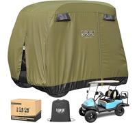 10L0L Copertura per carrello da golf per 4 passeggeri per auto EZGO/Club/Yamaha, custodia in poliestere resistente impermeabile 400D con 3 porte a cerniera antivento verde militare …