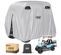 10L0L Copertura universale per carrello da golf per passeggeri 2-4 per EZGO, Club Car e per Yamaha, impermeabile, resistente al sole e durevole, colore: bianco argento