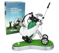 10L0L Golf portapenne con 3 pezzi Golf Club Penne Set Unico Desk Decor Regali Souvenirs per gli Uomini, verde + bianco