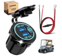 10L0L Presa di ricarica rapida QC 3.0 per carrello da golf, presa USB 12 V-24 V per Yamaha EZGO Club Car, ingresso 12 V doppie porte USB con presa per auto fai da te per auto, barca, camper, moto