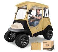 10L0L Recinzione deluxe per carrello da golf per 2 passeggeri precedenti, protezione impermeabile 600D su 4 lati, copertura per passeggino da golf, tetto fino a 150 cm di lunghezza (beige