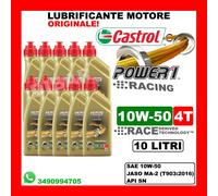 10LT OLIO CASTROL POWER 1 RACING 4 TEMPI 10W50 API SN-JASO MA2 10 LATTINE DA 1LT