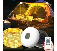 10M 100LED Catena Luminosa da Campeggio, Stringa di Luci da Campeggio 2 in 1, Solari Stringa Luminosa con 8 Modalità di Illuminazione, Ricaricabile USB, Impermeabile IPX4, per Campeggio Giardino