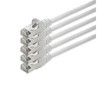10m - blanc - 5 pièces - CAT5 Câble Ethernet Set - Câble Réseau RJ45 | câble de Patch | LAN Câble |CAT 5e |100 MHz | compatible avec CAT 6 / CAT 6a / CAT 7 | pour le switch, routeur, modem, Patchpannel, point d'accès, panneaux de brassage