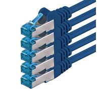 10m - blu - 5 pezzi - Rete Cavi Cat6a | S-FTP | CAT 6a | doppia schermatura - certificato GHMT | PIMF | 500MHz | 10000 Mbit/s