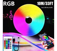 10m Kit Striscia Luminosa RGB Neon, Supporta Decorazione Neon Fai-da-Te, Luci a Corda LED per Decorazione Natalizia Interna/Esterna 1 metro/3,3 piedi (modello con telecomando e APP),1 metro - Modello
