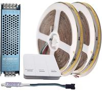 10m Ws2811 COB Acqua Corrente Corsa Corse di Cavalli Bianco Caldo LED Striscia Luminosa Pixel Band Dc24v con Controller RF, Warm White, 10m Set