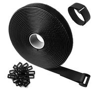 10m x 2,5cm con 25 Fibbie Fascette Fermacavi, Fascette Nere Riutilizzabili, Fascette a Strappo, Cinghie Fermacavi per Cable Management, Organizzatore Cavi