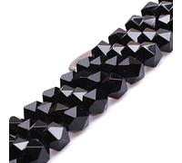 10mm 3A Grado Nero Agata Pietra Naturale Sfaccettata Perlina Rotonda Semi Preziosa Gemma Sfusa Perline per la creazione di gioielli Filo di perline 38,1 cm Filo di perline fai da te Forniture