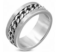 10mm Anello Di Fascia Piatto Maglie a Catena Stile Celtico Finiti Opaco Acciaio
