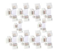10mm Connettore LED a T 10 Pezzi per Striscia 5050 Rgb | Nylon e Rame, Collegamento Rapido a Clip, per Strisce Flessibili 5630 Rgb 10mm, Accessorio Bianco