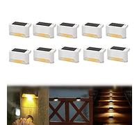 10Pack Solar Railing LED Lights,Outdoor Weatherproof Solar Deck Lights,Fence Post Solar Lights for Outdoor Pathway,Yard,Patio,Stairs, Step and Fences,Warm Light (White)