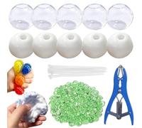 10Pack Squishy Making Kit Stress Balls, DIY Stress Ball Making Kit, Blank Pressure Balls Skin DIY Kit with Expander Tool and Flat Beads (Green)
