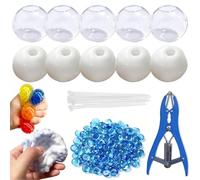 10Pack Squishy Making Kit Stress Balls, DIY Stress Ball Making Kit, Blank Pressure Balls Skin DIY Kit with Expander Tool and Flat Beads (Dark Blue)