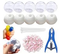 10Pack Squishy Making Kit Stress Balls, DIY Stress Ball Making Kit, Blank Pressure Balls Skin DIY Kit with Expander Tool and Flat Beads (Light Pink)