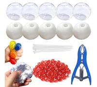 10Pack Squishy Making Kit Stress Balls, DIY Stress Ball Making Kit, Blank Pressure Balls Skin DIY Kit with Expander Tool and Flat Beads (Red)