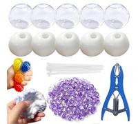 10Pack Squishy Making Kit Stress Balls, DIY Stress Ball Making Kit, Blank Pressure Balls Skin DIY Kit with Expander Tool and Flat Beads (Purple)
