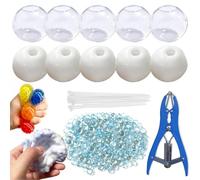 10Pack Squishy Making Kit Stress Balls, DIY Stress Ball Making Kit, Blank Pressure Balls Skin DIY Kit with Expander Tool and Flat Beads (Light Blue)