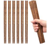 10Paia Bacchette di Legno Naturale Cinesi,Riutilizzabili Antiscivolo Bacchette Giapponesi 9.84 Pollici Bastoncini Giapponesi,Senza Vernice Bacchette Sushi Set Regalo,Posate asiatiche per Sushi Noodles