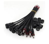 10Pairs Waterproof Black 5.5 x 2.1mm DC Power 22AWG Male and Female 20cm Cable Connector MQXFCZUX