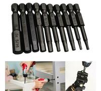 10pc 1/4 Esagonale Magnetico Dado Driver Presa Set Metrico Urto Trapano Bit