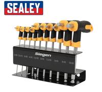 Sealey Estremità a Sfera Set Chiavi Esagonali 10pc Manico a T Metrico S01150