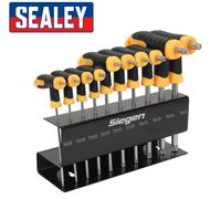 10pc Impugnatura a T Trx-Star Set di Chiavi Torx (Sicurezza) IN Metallo Stand