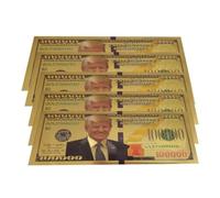 10pc oro Trump Million Bills, 1 000 000 Presidente Donald Trump autentica placcato oro 24 kt banconote