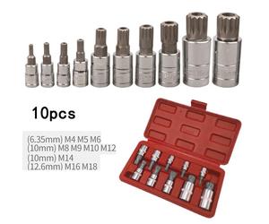 10pc / Set 12 Punto Triplo Quadrato Presa Bit Antiscasso W/Custodia Attrezzi Kit